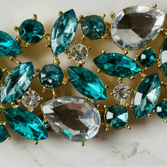 Vintage Arnold Scaasi CN Rhinestone Glass Statement Bracelet - Picture 4 of 7